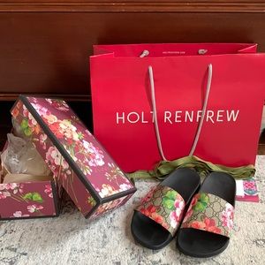 Gucci blooms supreme floral slide sandal size 39